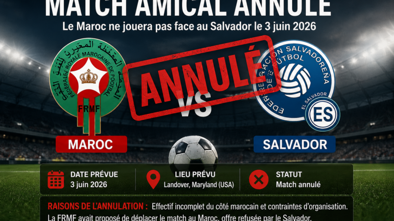 Le match amical Maroc – Salvador annulé à la dernière minute